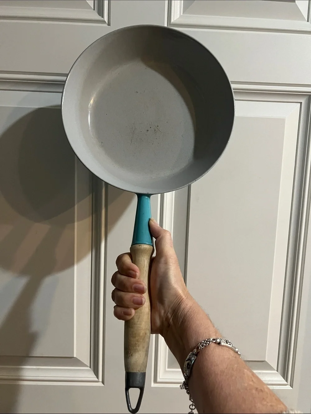 Vintage Le Creuset Cast Iron Skillet Pan Turquoise 24/ 9.5”